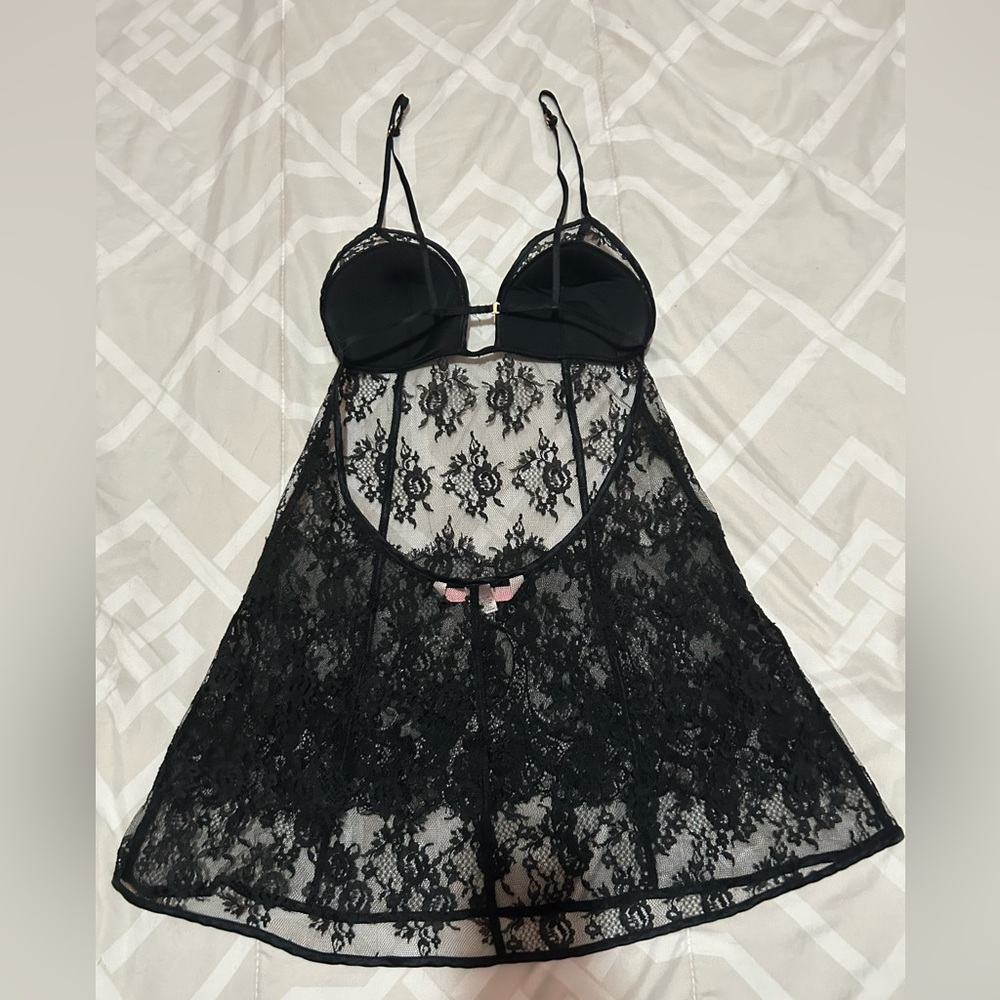 Black lace babydoll slip